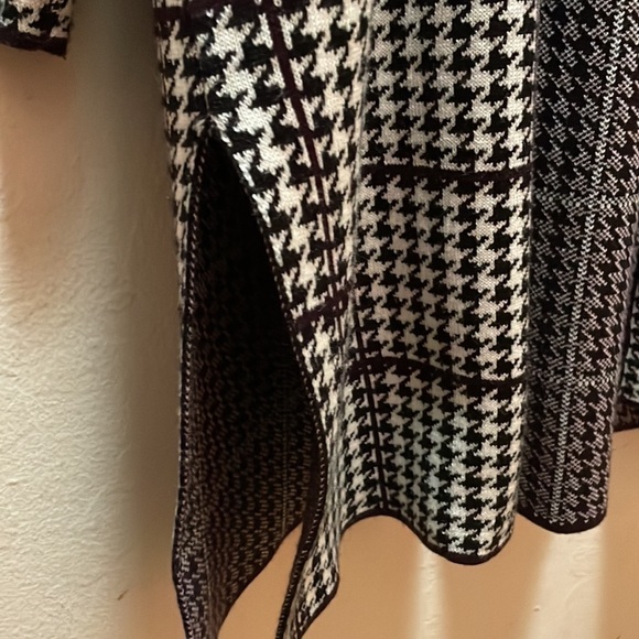 Calvin Klein Printed Open-front Longline Cardigan In Houndstooth Size Medium - Picture 6 of 6